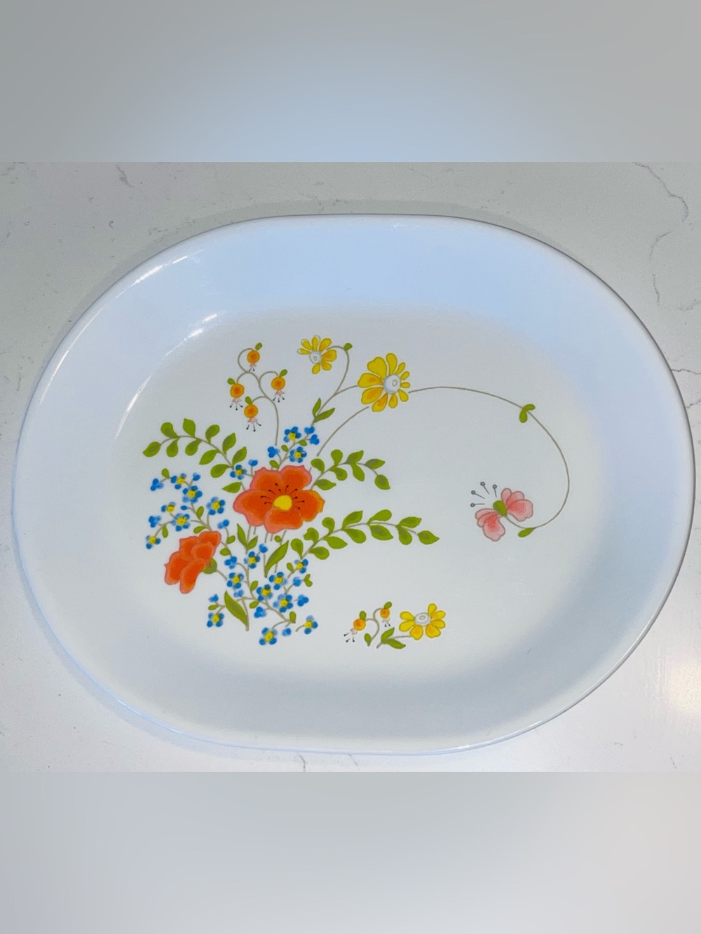 Vtg Corelle By Corning Wildflower 1970s Oval Serving Platter 12x10 USA